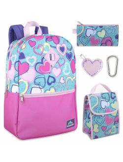 Trail maker 5 in 1 Full Size Character School Backpack and Lunch Bag Set For Girls