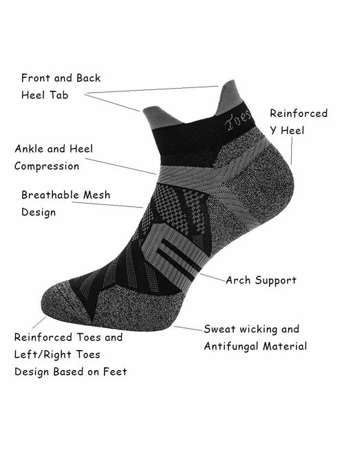 Toes&Feet Men's Anti-Odor Thin Quick-Dry Ankle Compression Running Socks