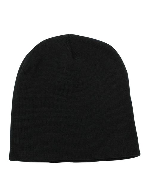 Top Level Short Plain Beanie - Winter Unisex Plain Knit Hat