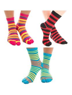 VToe Cotton Socks Stripes 3 Pairs Big Toe Tabi Flip Flop Socks