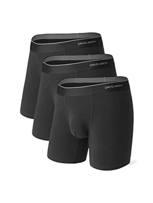 DAVID ARCHY Men's 3 Pack Premium Supima Cotton Underwear Ultra Soft Boxer Briefs with Fly