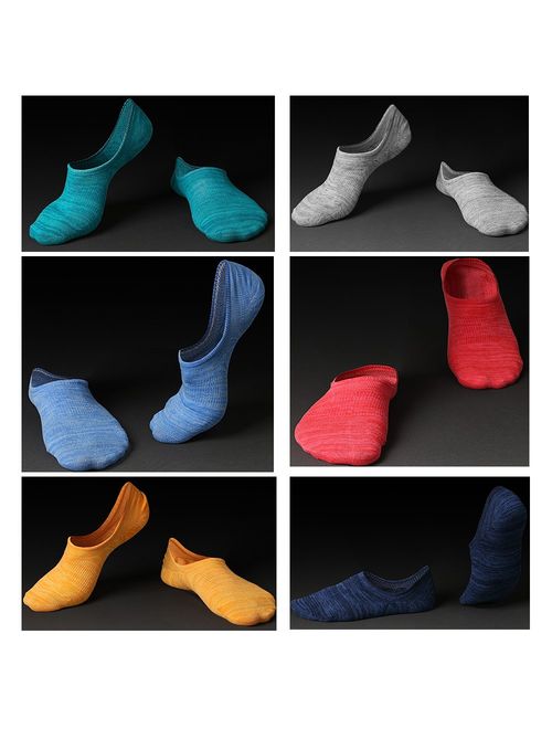 M&Z Mens No Show Low Cut Casual Socks Sneakers Non-Slide Socks for Mens 6Pack