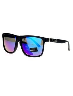 Locs Mirrored Lens Gangster Oversized Rectangular Horned Sunglasses