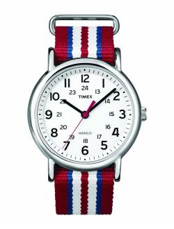 Unisex T2N746 Weekender Slip Thru Red, White & Blue Stripe Nylon Strap Watch