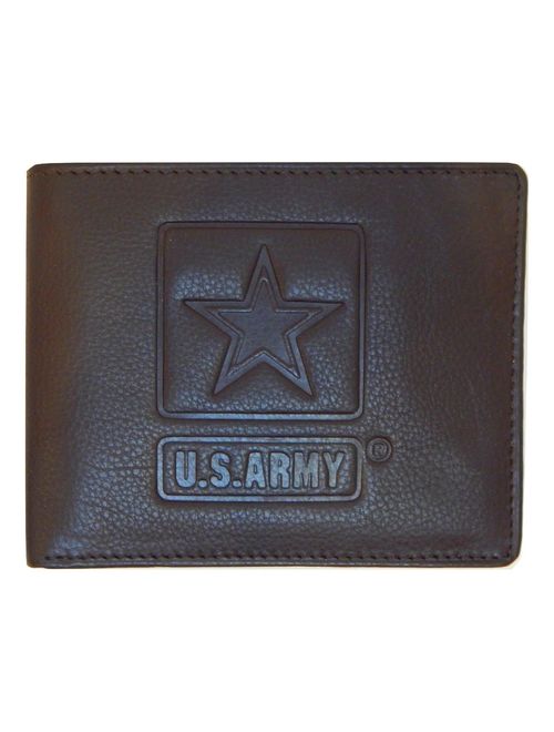 US Armed Forces RFID Men's Genuine Leather Wallets Gift Boxed Fold ARMY NAVY MARINES AIRFORCE