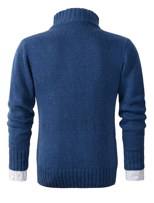 Beninos Men's Button Point Stand Collar Knitted Slim Fit Cardigan Sweater