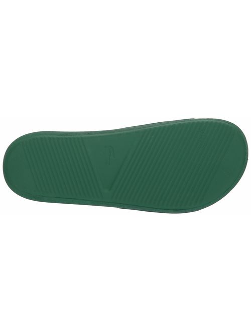 Lacoste Men's Croco Slide Sandal, Green/White, 12 Medium US