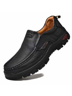 VENSHINE Mens Walking Shoes Leather Lightweight Breathable Casual Slip On Loafers