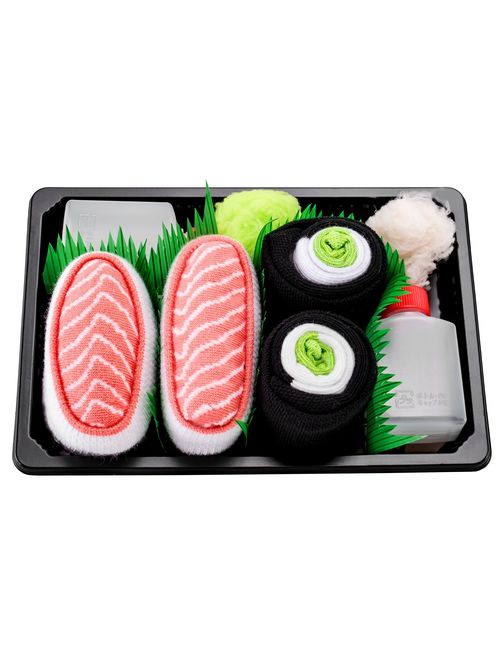 Rainbow Socks - Men's Women's - Sushi Socks Box Salmon Cucumber Maki - 2 Pairs