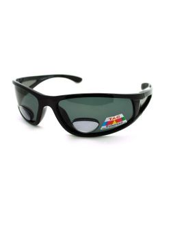 Mens Wrap Around Sport Sunglasses Polarized Plus Bifocal Reading Lens Black
