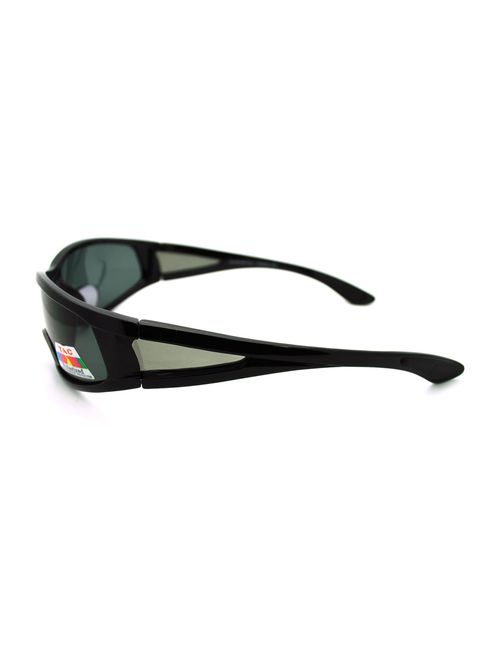 Mens Wrap Around Sport Sunglasses Polarized Plus Bifocal Reading Lens Black