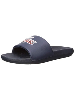 Men's Croco Slide Sandal, Off White/Navy, 10 Medium US