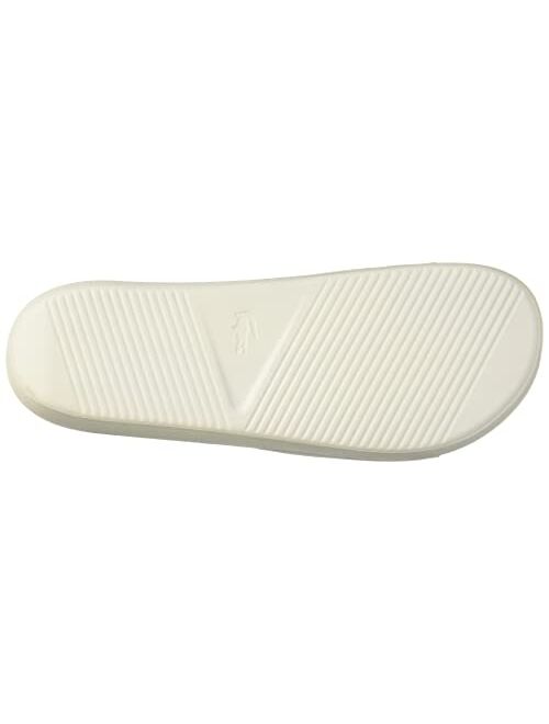 Lacoste Men's Croco Slide Sandal, Off White/Navy, 10 Medium US