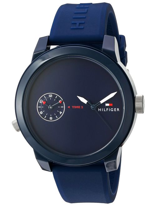 Tommy Hilfiger Men's Plastic and Rubber Casual Watch Quartz Strap, Blue (Model: 1791325)