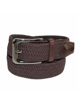 CTM Men's Elastic Braided Stretch Belt with Silver Buckle