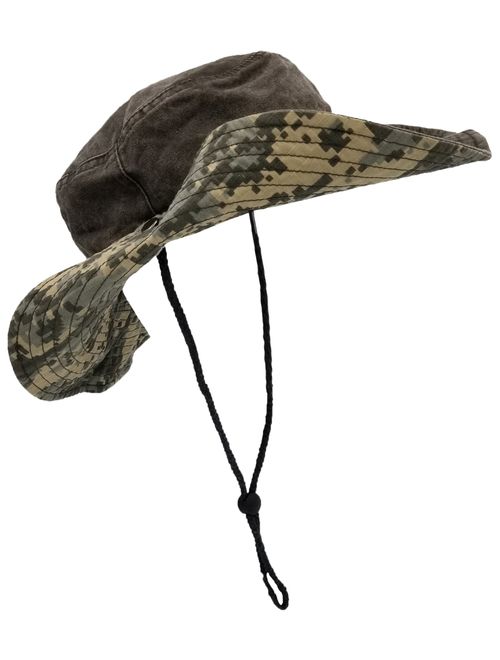 Outdoor Summer Boonie Hat for Hiking, Camping, Fishing, Operator Floppy Military Camo Sun Cap for Men or Women