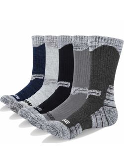 YUEDGE Men's Cushion Breathable Cotton Crew Socks Outdoor Sports Athletic Hiking Socks(5 Pairs/Pack)