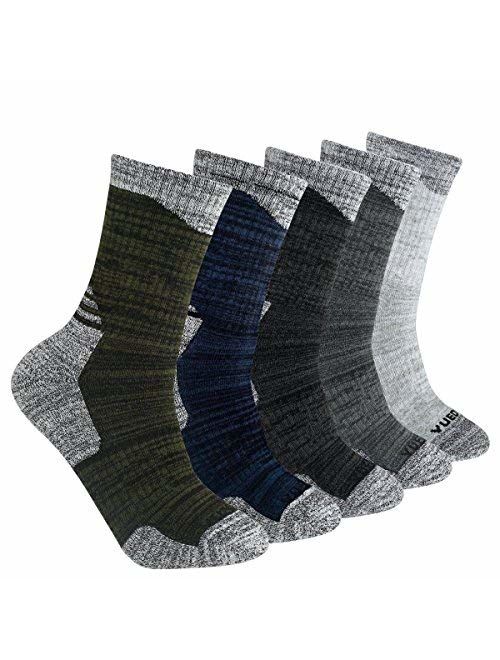 YUEDGE Men's Cushion Breathable Cotton Crew Socks Outdoor Sports Athletic Hiking Socks(5 Pairs/Pack)