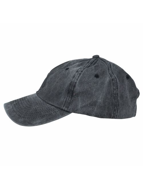 Mens Vintage Pigment Dyed Washed Cotton Cap Adjustable Hat Black and Navy Blue