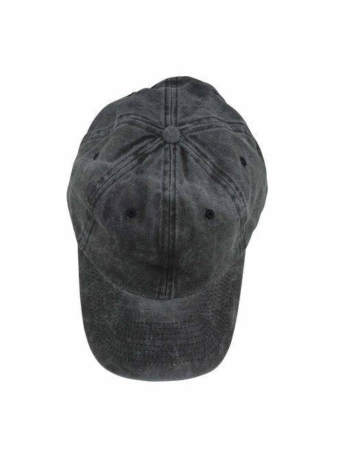 Mens Vintage Pigment Dyed Washed Cotton Cap Adjustable Hat Black and Navy Blue