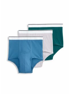 Men's Cotton Solid Elastic Waist Underwear Pouch Brief - 3 Pack