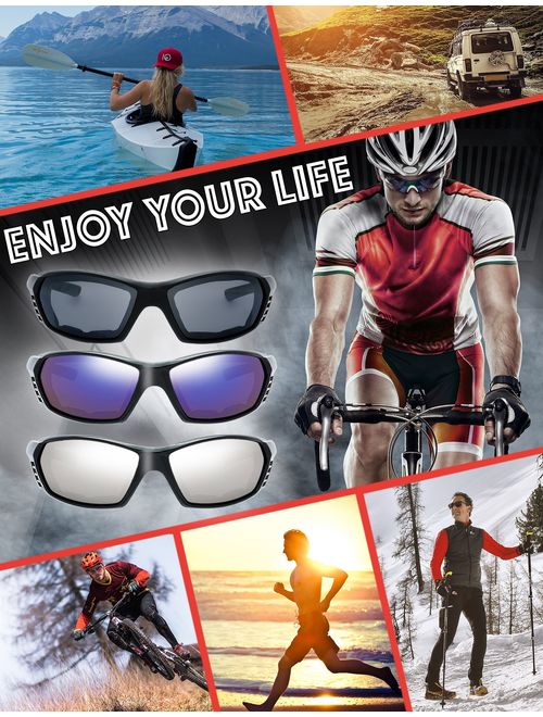 Motorcycle Riding Glasses Padded Frame Lens Block 100% UVB for Outdoor Activity Sport
