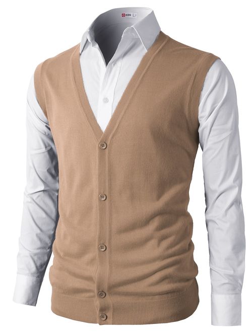 H2H Mens Casual Slim Fit V-Neck Knit Sweater Vest Lightweight Thermal