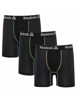 Mens Polyester Solid Elastic Waist 3 Pack Performance Boxer Briefs