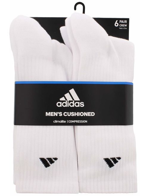 adidas Men's Athletic Cushioned Crew Socks (6-Pack)