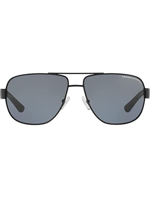 Armani Exchange AX2012 Rectangular Metal Sunglasses