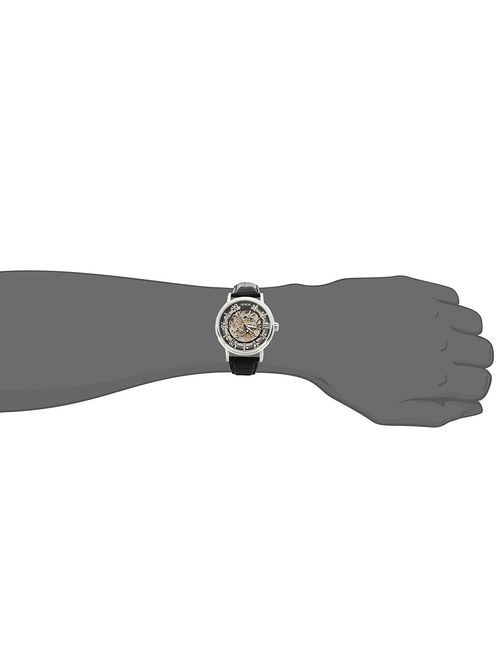 SEWOR Men's Mechanical Skeleton Transparent Vintage Style Leather Wrist Watch for Man