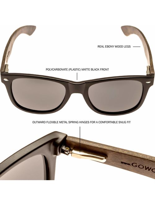 Ebony Wood Sunglasses For Men and Women with Black Polarized Lenses