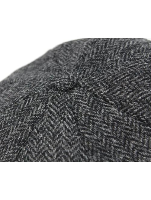 Irish Setter Biddy Murphy Irish Tweed Caps 100% Wool Charcoal Herringbone Made in Ireland