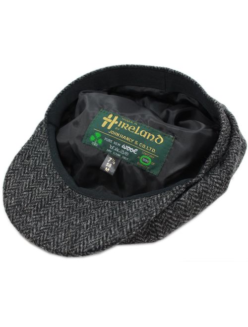 Irish Setter Biddy Murphy Irish Tweed Caps 100% Wool Charcoal Herringbone Made in Ireland