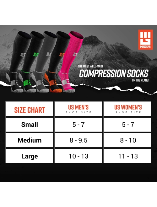 MudGear Premium Compression Socks - OCR Socks, Compression Socks for Women, Compression Socks for Men, Trail Running Socks