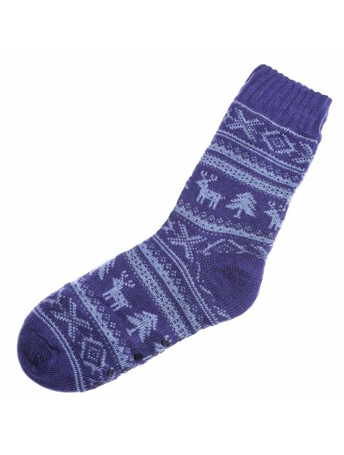 Dosoni Mens Slipper Socks Fuzzy Warm Fleece Lined Thick Heavy Christmas Deer Winter Socks With Grippers- Gift Idea