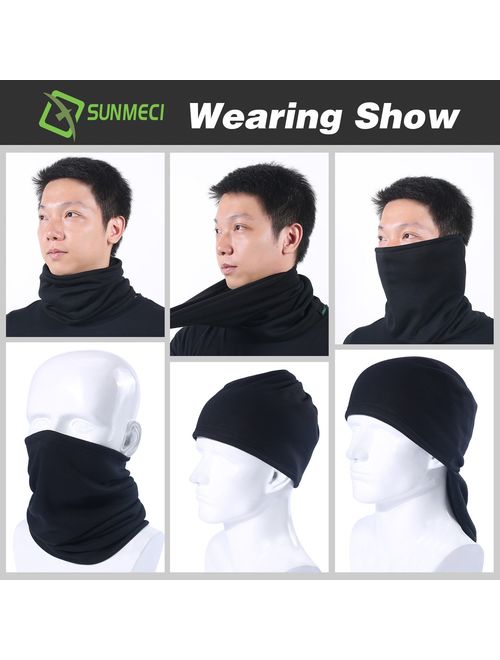 Neck Gaiter Warmer Windproof Mask Fleece - Free UV Face Mask Black