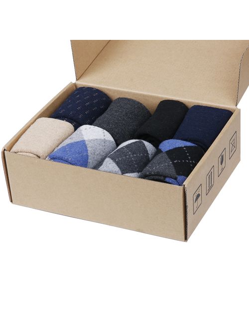 Luxina 8 Pairs Warm Thick Wool Knitting Autumn Winter Socks for Men