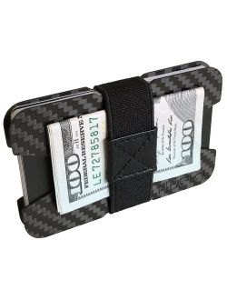 FIDELO Carbon Fiber Minimalist Wallet - Slim Credit Card Holder Money Clip Wallets for Men - Designed for Front Pocket EDC & Travel - Light Weight & Compact: 3.6" x 2.25"