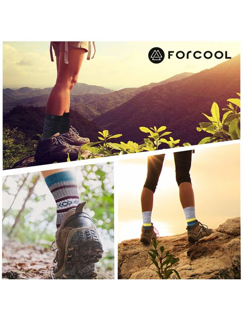 Hiking Crew Socks, Forcool Cushion Men's Women's Arch Support Sports Socks, 1/3 Pairs