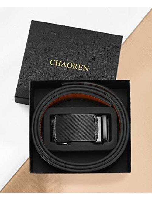 CHAOREN Ratchet Belt for men - Mens Belts Leather 1 3/8" for Dress Pants - Micro Adjustable Belt Fit Everywhere