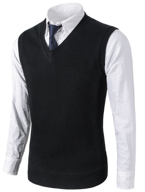 MIEDEON Mens Casual Slim Fit Knit Vest Sweater
