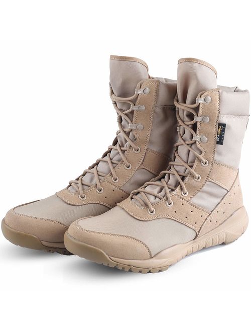WWOODTOMLINSON Men's LD Lightweight Combat Boots Microfiber/Suede Leather Military Tactical Boots