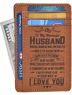 Engraved personalized Wife To Husband Father Mother Son Gift Best Anniversary Valentines Birthday Gifts Slim Wallet