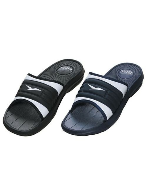ICS Men's Rubber Slide Sandal Slipper Comfortable Shower Beach Shoe Slip On