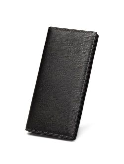 MONHINTY Men's Genuine Leather Multi-Card Long Bifold Wallet