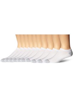 Men's Ultimate No Show Socks, 10-Pack, White, Shoe Size: 6-12