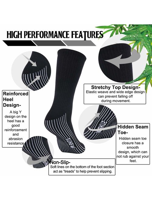 Sunew Soft Mens and Womens Athletic Hiking Crew Cushioned Dress Casual Socks 1/3/6 Pairs Bamboo Socks