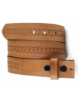 Belt for buckle Western Leather Engraved Tooled Strap w/Snaps for Interchangeable Buckles, USA