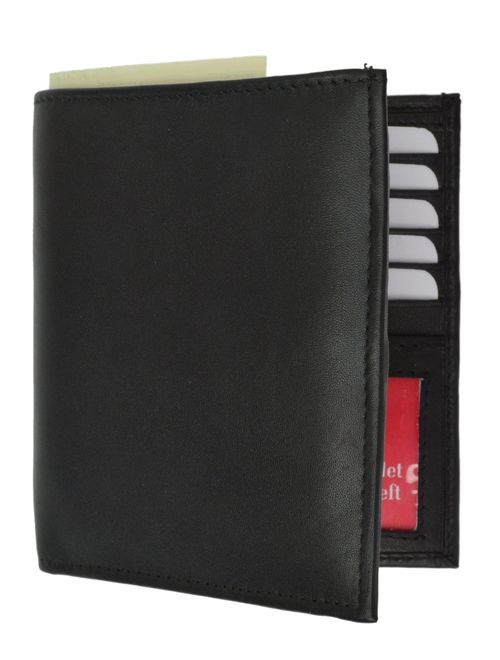 RFID Blocking 2 ID Bifold Hipster Credit Card Wallet Premium Lambskin Leather